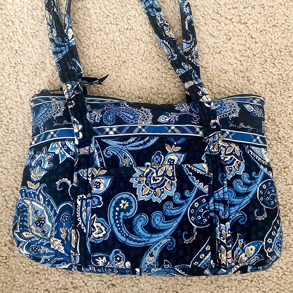 Vera Bradley Retired Blue and Tan Paisley print Satchel Shoulder Bag